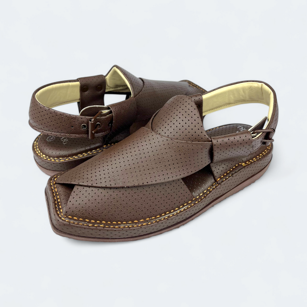Medicated Kaptan Chappal Dotted Brown