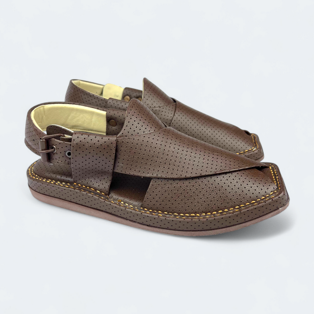 Medicated Kaptan Chappal Dotted Brown