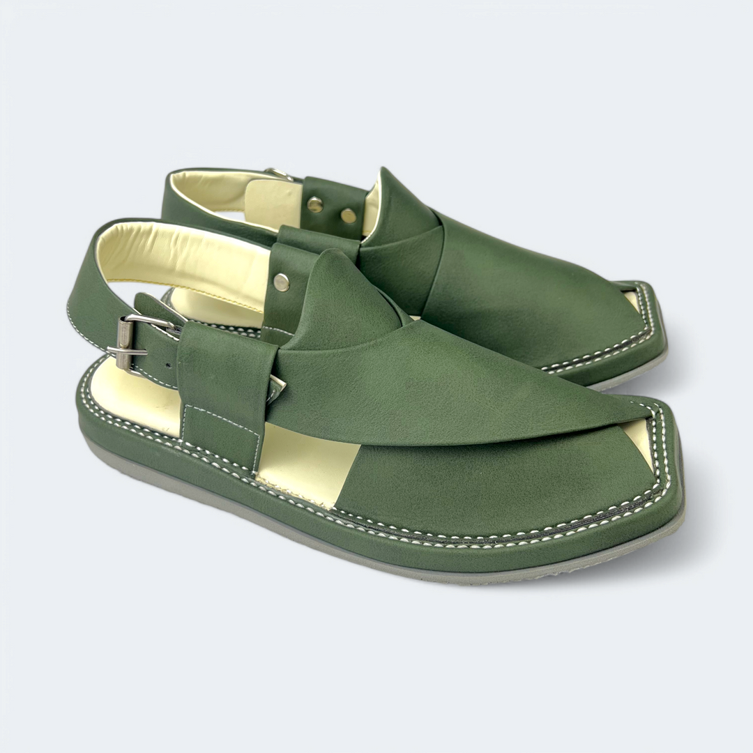 Kaptan Medicated Chappal Olive Green